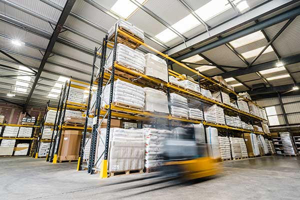 Forklift in a warehouse